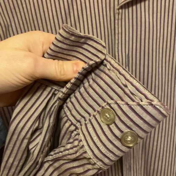 Apt 9 Mens Purple Striped Dress Shirt Medium - Picture 4 of 6